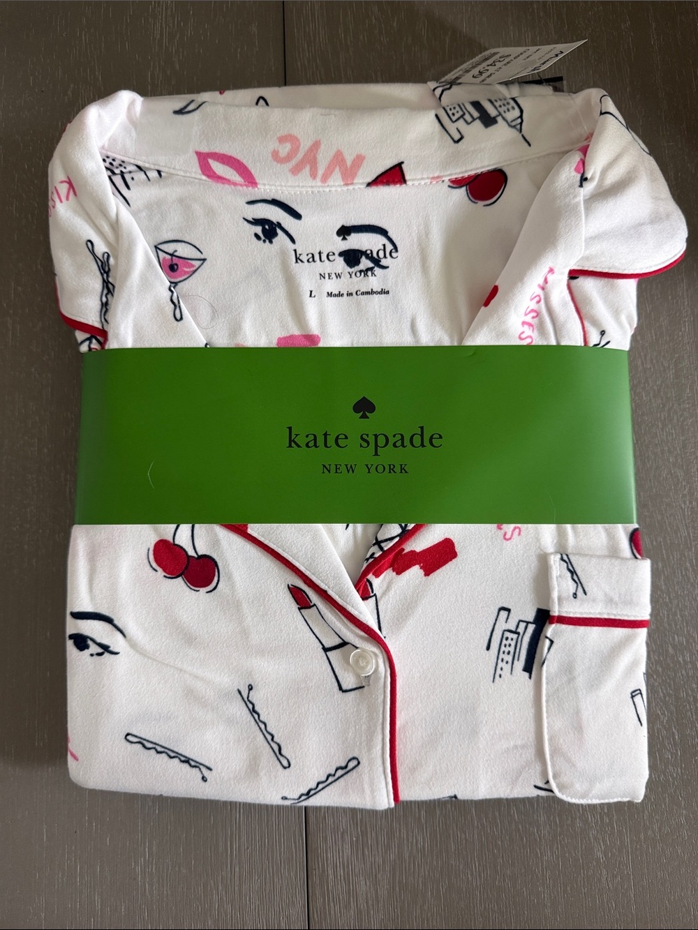 Kate Spade Long Sleeve Pajama Set Size L NWT
